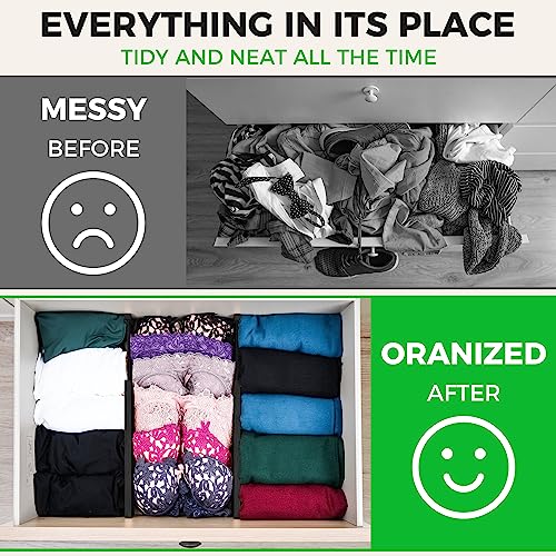 4 Pack Bamboo Drawer Dividers Organizer with Inserts 2.6'' High (4 Count)
