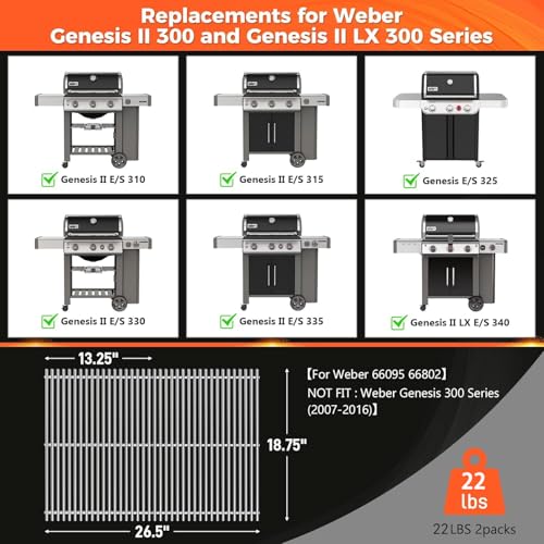 9MM 18.75" Grill Grates for Weber Genesis II 300