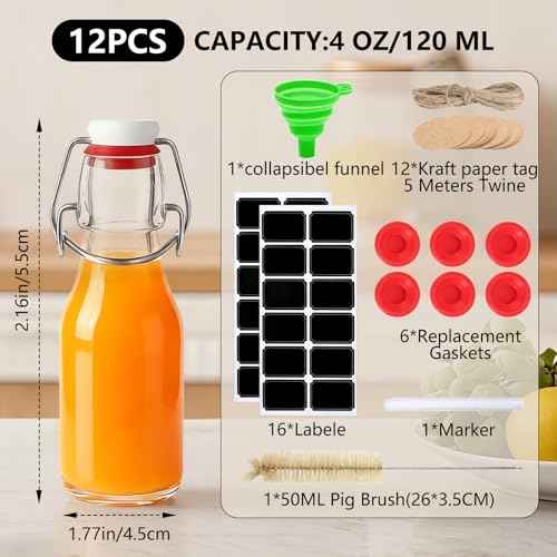 12pack 4oz Swing Top Glass Bottles with Airtight Lids for Vanilla