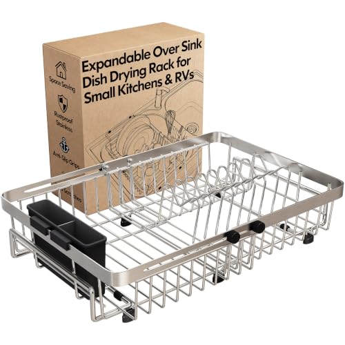 Expandable Dish Drying Rack Over The Sink with Anti Slip Grip
