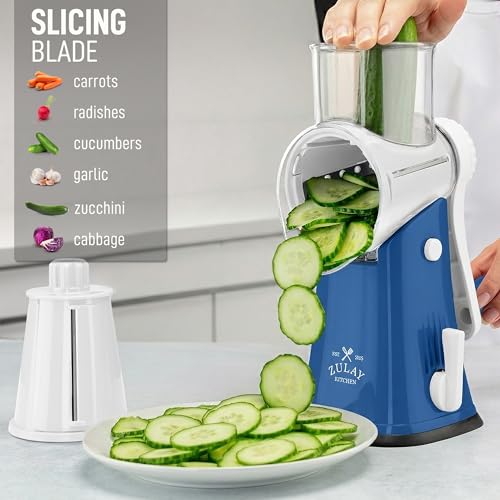Rotary Cheese Grater Manual Hand Crank 5 Blade Shredder