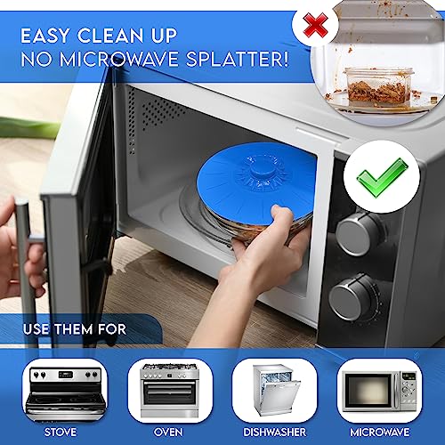 Silicone Bowl Lids Blue Set of 5 Reusable Suction Seal Covers for Bowls (5 Count)