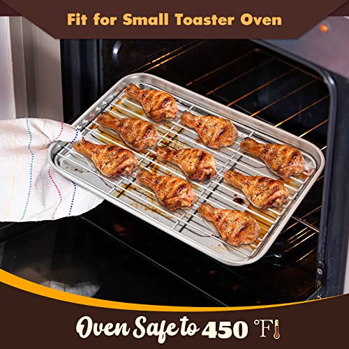Small Metal Toaster Oven Tray with Rack Set