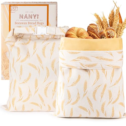 2 Pack Reusable Beeswax Bread Bags for Sourdough & Homemade Bread (2 Count)