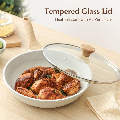 12.5Inch Nonstick Ceramic Frying Pan with Lid