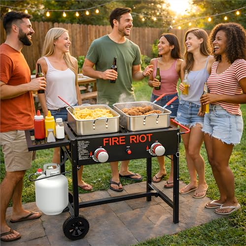 36QT Outdoor Propane Deep Fryer with Rolling Cart (2 Count)