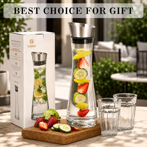 Glass Water Carafe with Lid