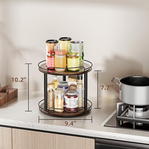 9'' Wood Lazy Susan Turntable Organizer for Cabinet