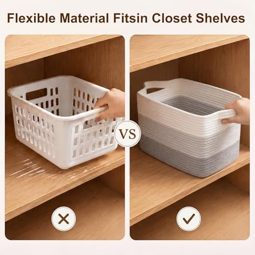 Cotton Rope Storage Baskets for Organizing Gradient Gray 3