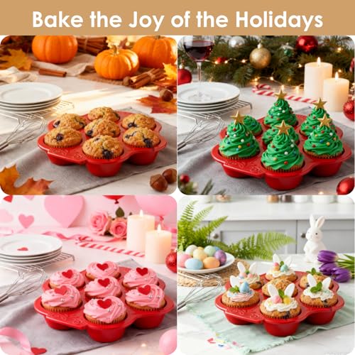 2 Pack Red Ceramic Muffin Pans (2 Count)