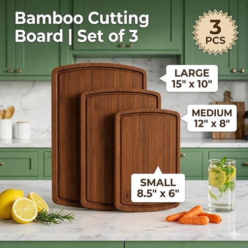 Bamboo Cutting Boards for Kitchen (3 Count)