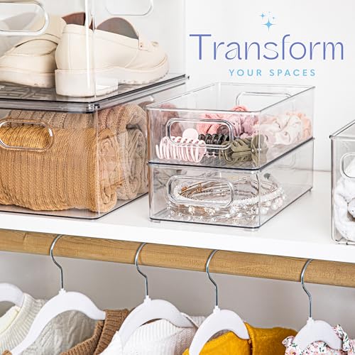 Plastic Food Storage 2 Pack Clear Container Bin with Handles for Organizing Kitchen (2 Count)