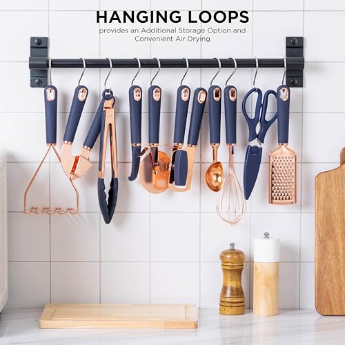 Kitchen Gadget Set Copper Plated Stainless Steel Utensils with Soft Touch Handles