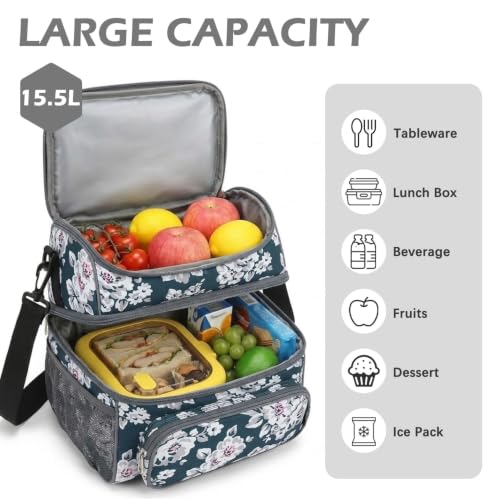Double Layer Cooler Insulated Lunch Bag Adult Lunch Box Large Tote Bag for Men