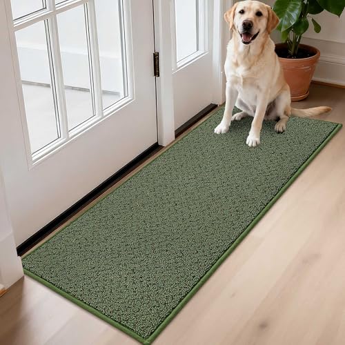 Dirt Trapper Door Mat 17"x48" Non Slip Washable Green