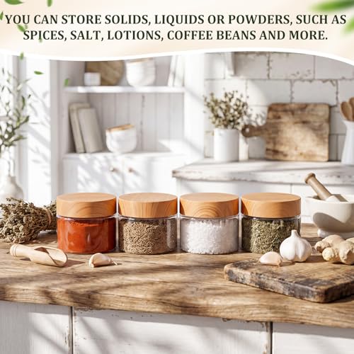 6 Pack 2 oz Plastic Jars Containers with Lids Wide (6 Count)