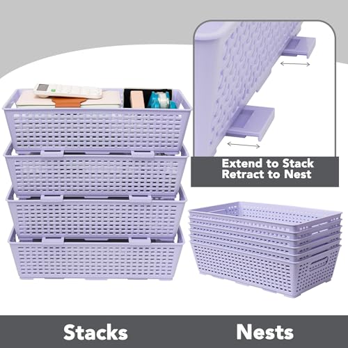 Stackable Woven Plastic Basket (6 Count)