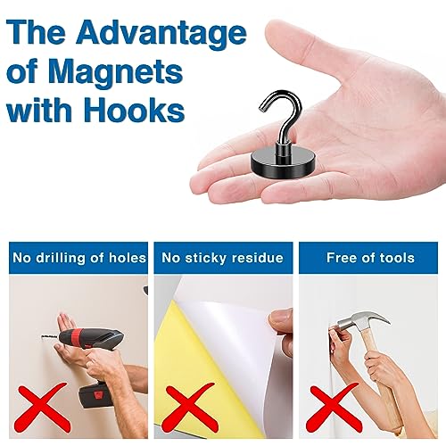 Magnetic Hooks Magnet Hook for Cruise Cabins 85LBS Essentials 6P (6 Count)