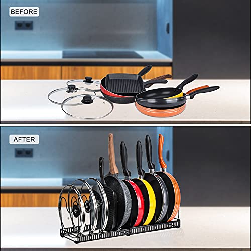 Pots and Pans Organizer Rack for Cabinet and Countertop