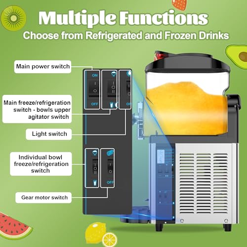 12L Commercial Slushie Machine Frozen Drink Maker Stainless Steel Slushy