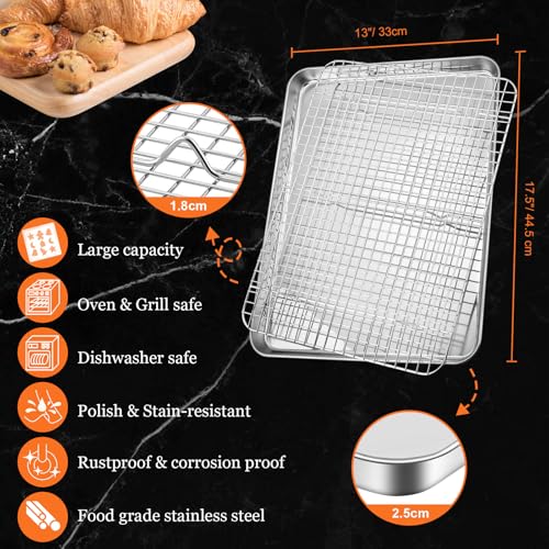 Half Sheet Baking Pan & Wire Rack (4 Count)