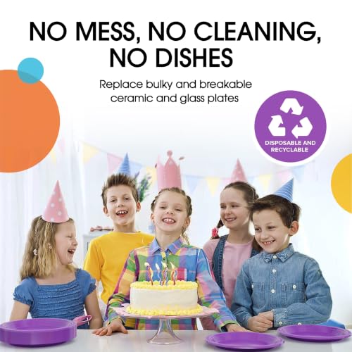 Exquisite Party Solids Sturdy Purple Plastic Plates 9" Party Plates 100 Pcs (100 Count)