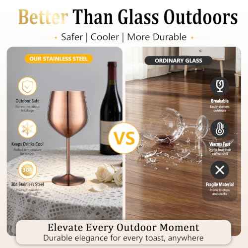 Unbreakable Stainless Steel Wine Glasses Set of 4 (4 Count)