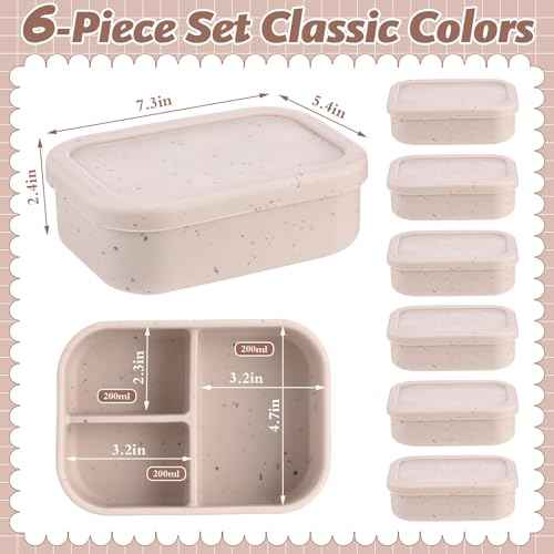 6 Pcs Silicone Bento Box (6 Count)