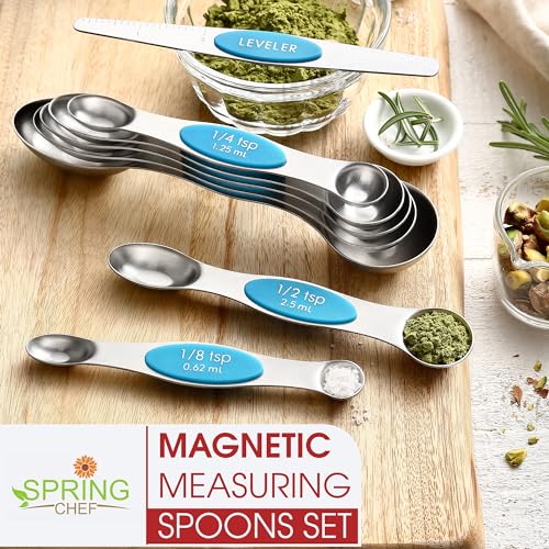 Stainless Steel 8 Magnetic Measuring Spoons for Kitchen (8 Count)
