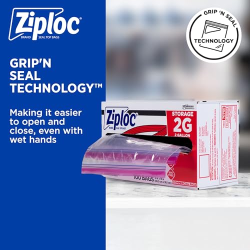 Ziploc Brand Food Storage 2 Gallon Bags (100 Count)