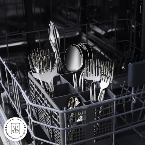 Lizbon - 18/10 Stainless Steel Silverware Set for 12, 60 Piece Heavy Duty Flatware Set, Dishwasher Safe Modern Cutlery incl. Kitchen Forks, Spoons, Knives Eating Utensils Sets - Platin