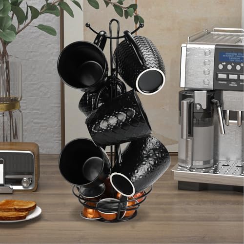 16 OZ Black Coffee Mugs Set of 6 (6 Count)