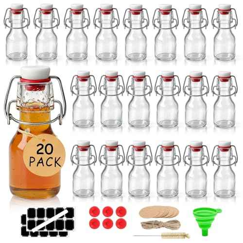 20pack 2oz Swing Top Glass Bottles with Airtight Lids for Vanilla