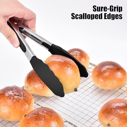 Kitchen Tongs with Silicone Tips for Cooking Serving
