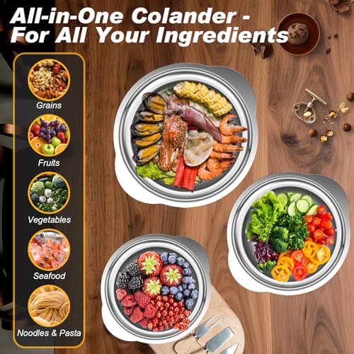 Colander Stainless Steel Colander for Kitchen (3 Count)