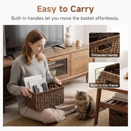 Rectangular Wicker Storage Baskets for Organizing (2 Count)