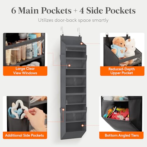 1 Pack Over the Door Organizer 6 Section Hanging Storage