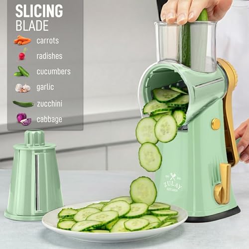 Rotary Cheese Grater Manual Hand Crank 5 Blade Shredder