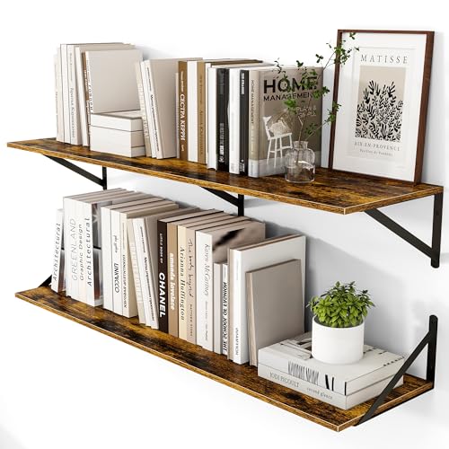 44W x 12D Deep Floating Shelves Set of 2 Rustic Brown (2 Count)