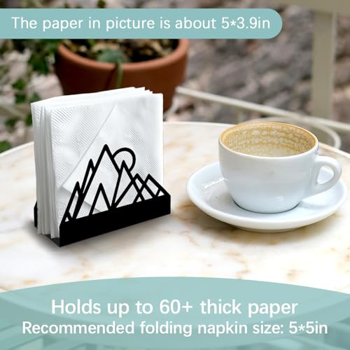 Geometric Mountains Decor Black Metal Napkin Holder for Table