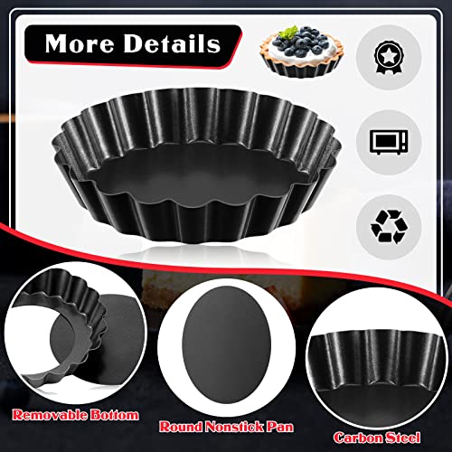 24 Pcs Mini Tart Pans 4 Inch with Removable Bottom Round Nonstick