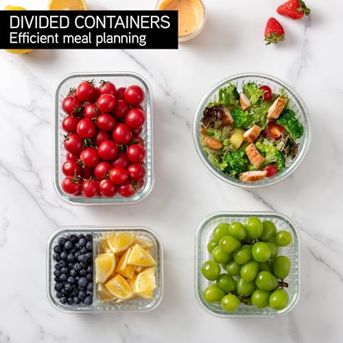 Premium 32 Pc. Borosilicate Glass Food Container Set with Dividers