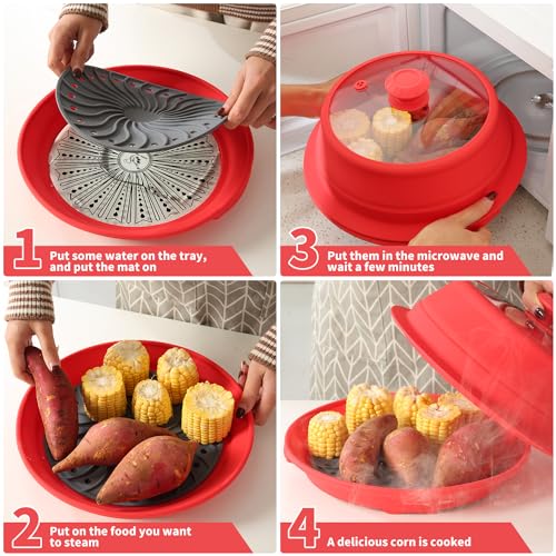 Microwave Splatter Silicone Cover Collapsible Steamer
