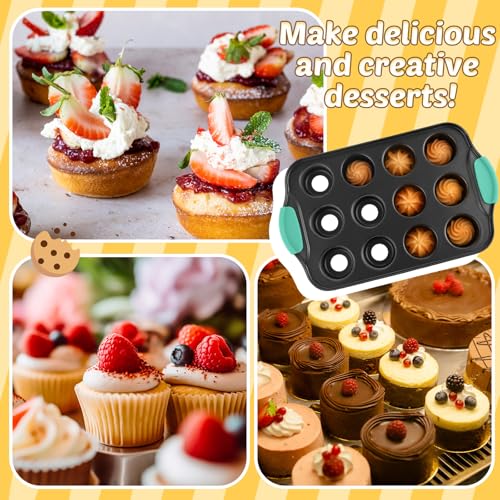 3 Pack Mini Cheesecake Pans Removable Bottom 12 Cavity (3 Count)