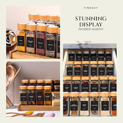 Thick Glass Spice Jars With Bamboo Lids 4 oz (36 Count)