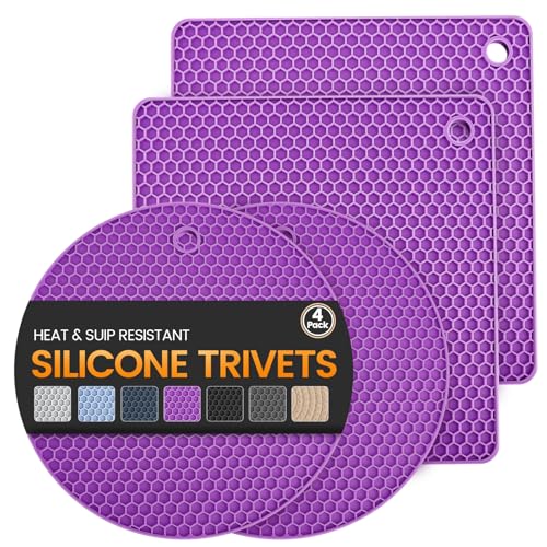 Silicone Trivet Mats 4 Heat Resistant Pot Holders Multipurpose Non