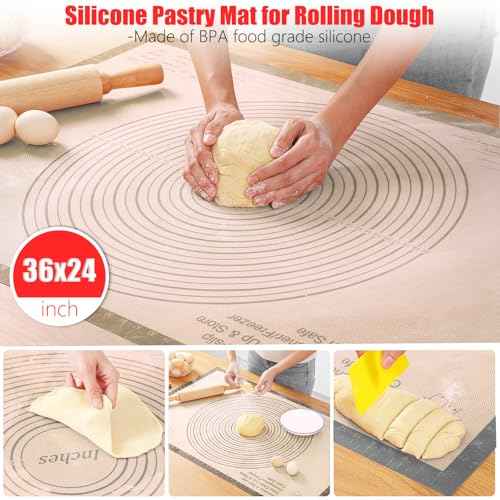 Silicone Pastry Mat 36x24 Inch Extra Large Baking Mat with Measurements