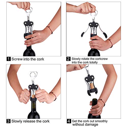 Wine Opener Multifunctional Wing Corkscrew Wine Bottle Opener for all Cork Stoppered and Beer Cap Bottles