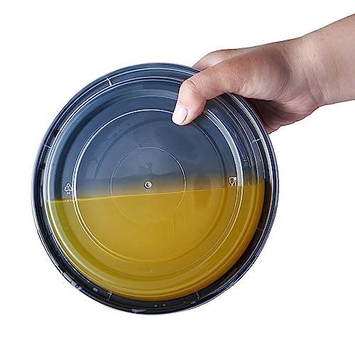 24 oz 150 ct Round Meal Prep Food Storage Containers with Lids To Go Plastic Lunch Plan Box Disposable Take Out Bowls Black BPA Free Reusable Durable Stackable Microwave Freezer Dishwasher Safe (150 Count)