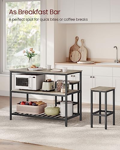 Kitchen Island with 3 Shelves